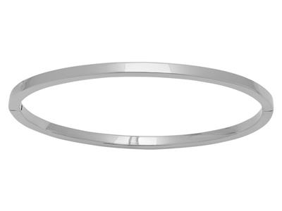 Pulsera Brazalete, Alambre Cuadrado Macizo 4 Mm, 63 X 53 Mm, Oro Blanco 18k - Imagen Estandar - 1