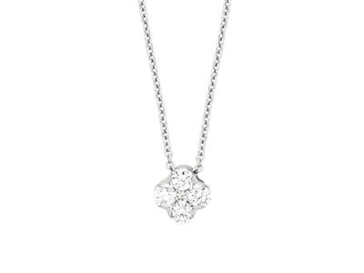 Collar Flor, Diamantes 0,20ct, 38-40-42 Cm, Oro Blanco 18k