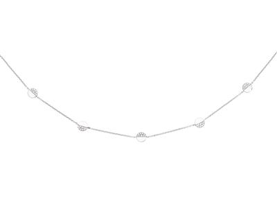Collar 5 Pastillas 1/2 Engastadas, Diamantes 0,12ct, 38-40-42 Cm, Oro Blanco 18k - Imagen Estandar - 1