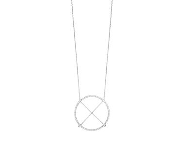 Collar Saturno Con Diamantes De 0,45 Ct, 40-42-45cm, Oro Blanco De 18k