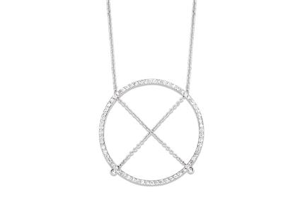 Collar Saturno Con Diamantes De 0,45 Ct, 40-42-45 cm, Oro Blanco De 18k - Imagen Estandar - 2