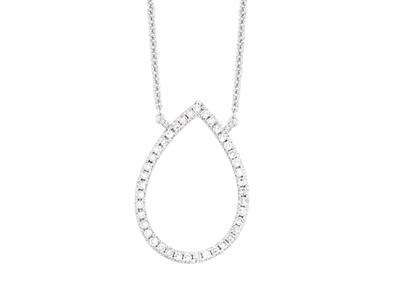 Collar, Forma De Pera, Diamantes 0,11ct, 38-40-42 Cm, Oro Blanco 18k
