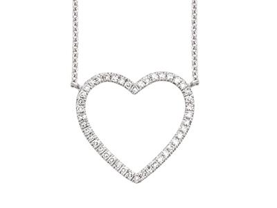 Collar Corazon, Diamantes 0,12ct, 38-40-42 Cm, Oro Blanco 18k - Imagen Estandar - 1