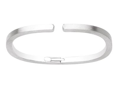 Pulsera Rectanlge, Tubo Cuadrado Satinado/pulido 4 Mm, 57 X 45 Mm, Oro Blanco 18k - Imagen Estandar - 1