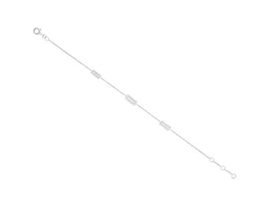 Pulsera De Cadena Con Motivo 3 Rectángulos, Diamantes De 0,37 Ct, 16-17-18cm, Oro Blanco De 18 K