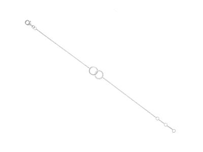 Pulsera De Cadena De Doble Crculo,diamantes De 0,07 Ct, 16-17-18cm, Oro Blanco De 18 K