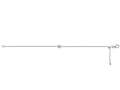 Pulsera Con Solitario De Malla Forzada, Diamante De 0,10 Ct, 17 cm, Oro Blanco De 18 K - Imagen Estandar - 4