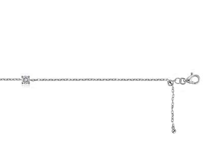 Pulsera Con Solitario De Malla Forzada, Diamante De 0,20 Ct, 17 cm, Oro Gris De 18 K - Imagen Estandar - 3
