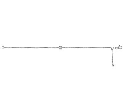 Pulsera Con Solitario De Malla Forzada, Diamante De 0,20 Ct, 17 cm, Oro Gris De 18 K - Imagen Estandar - 4
