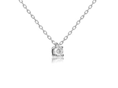 Collar Con Solitario De Eslabones Forzado, Diamante De 0,30 Ct, 40-42-45 cm, Oro Blanco De 18 K - Imagen Estandar - 1