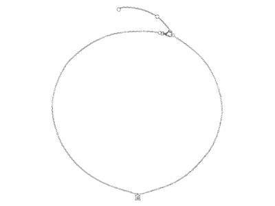Collar Con Solitario De Eslabones Forzado, Diamante De 0,30 Ct, 40-42-45 cm, Oro Blanco De 18 K - Imagen Estandar - 3