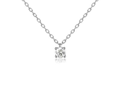 Collar Con Solitario De Eslabones Forzado, Diamante De 0,35 Ct, 40-42-45 cm, Oro Blanco De 18 K - Imagen Estandar - 2
