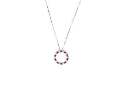 Collar Circular De 15mm, Diamantesde 0,25 Ct Y Rubes De 0,29 Ct, 40 -42-45cm, Oro Gris 18k