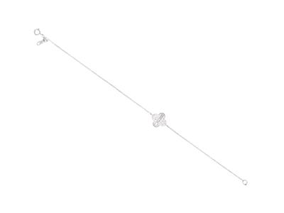 Pulsera De Cadena Con Motivo Floral, Diamantes Redondos Y Baguette De 0,23 Ct, 18cm, Oro Blanco De 18 K