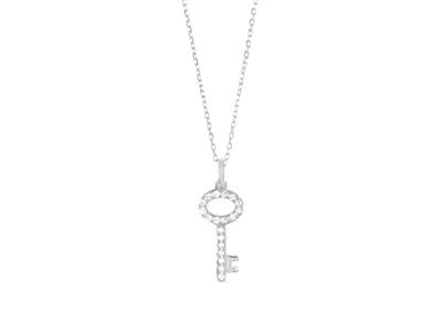 Pulsera Llave De 12mm, Diamantes De 0,08 Ct, 40-42cm, Oro Gris De 18k
