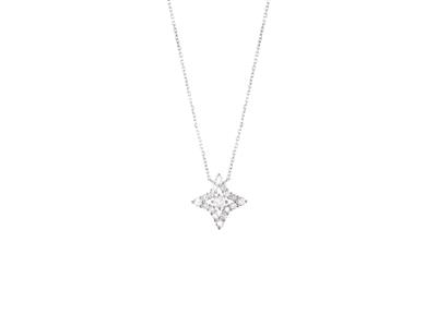 Collar Estrella De 10mm, Diamantesde 0,27 Ct, 40-42cm, Oro Blanco D E 18 K
