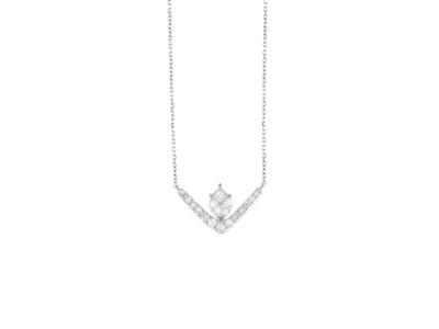 Collar Tiara, Diamantes De 0,26 Ct,40-42cm, Oro Blanco De 18 K
