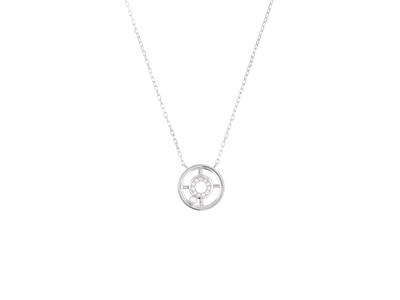 Collar Aro 12 mm, Diamantes 0,07ct,40+2 cm, Oro Blanco 18k - Imagen Estandar - 1