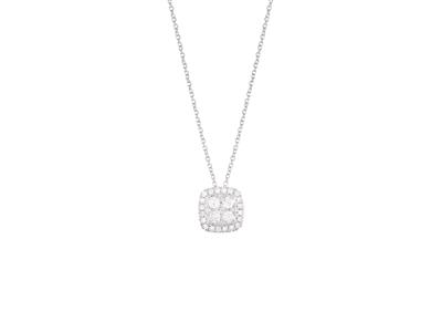 Collar Con Motivo Cuadrado, Diamantes De 0,18 Ct, 40-42cm, Oro Blancode 18 K