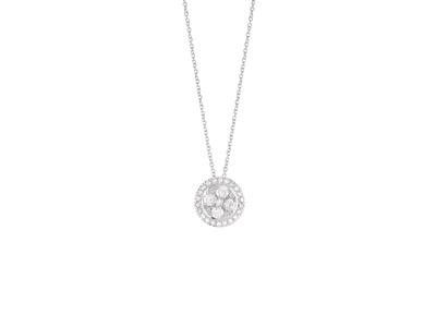 Collar Con Motivo Redondo, Diamantes De 0,33 Ct, 40-42cm, Oro Blanco De 18 K
