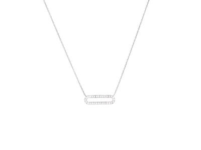 Collar Con Motivo Rectangular 16 X 5mm, Diamantes 0,15 Ct, 40-42cm, Oro Blanco De 18 K
