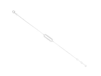 Pulsera Con Motivo Rectangular 16 X5mm, Diamantes De 0,15 Ct, 16-17- 18cm, Oro Gris De 18 K