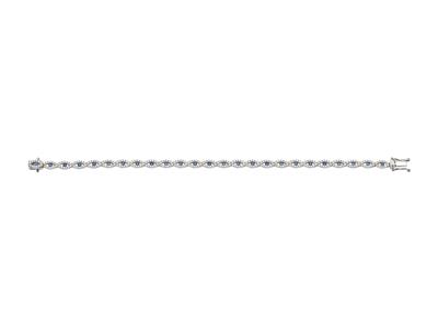 Pulsera Riviera Motivos Ovalados 4,30 Mm, Diamantes 1,45ct Y Zafiros 0,98ct, Oro Blanco 18 Kt