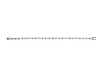 Pulsera Rivera Motivos Ovalados 4,30 Mm, Diamantes 1,45ct Y Esmeraldas 0,98ct, Oro Blanco 18 Kt
