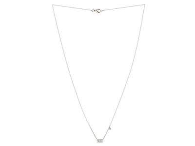 Collar Rectangulo 4 X 7 Mm, Diamantes Redondos Y Baguette 0,16ct, 40-42,5-45 Cm, Oro Blanco 18 Kt - Imagen Estandar - 2