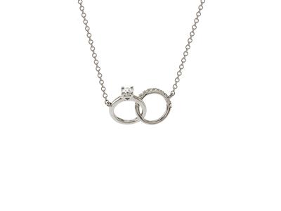 Collar De Compromiso 10 X 15 Mm, Diamantes 0,11ct, 40,50-42 Cm, Oro Blanco 18 Kt