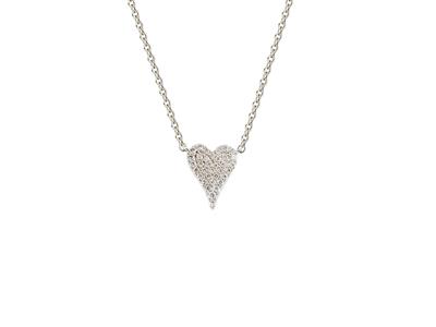 Collar, Motivo Corazon Alargado, Altura 10 Mm, Diamantes 0,15ct, 42-45cm, Oro Blanco 18 Kt