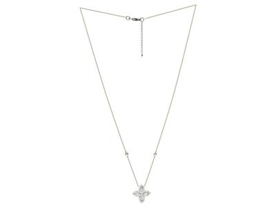 Collar, 4 Pétalos, 15 Mm, Diamantes 0,35ct, 40-42-45 Cm, Oro Blanco 18 Kt - Imagen Estandar - 2
