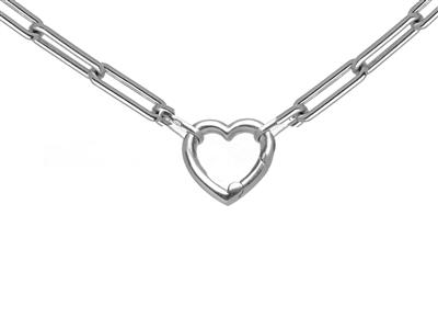 Malla Rectangulo, Tubo Hueco De 4,50 X 13,50 Mm, Broche Corazon, 45 Cm, Oro Blanco 18 Kt - Imagen Estandar - 1