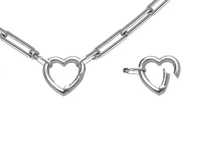 Malla Rectangulo, Tubo Hueco De 4,50 X 13,50 Mm, Broche Corazon, 45 Cm, Oro Blanco 18 Kt - Imagen Estandar - 2