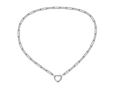 Malla Rectangulo, Tubo Hueco De 4,50 X 13,50 Mm, Broche Corazon, 45 Cm, Oro Blanco 18 Kt - Imagen Estandar - 3