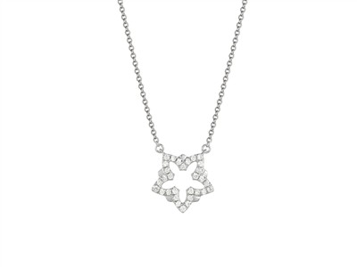Collar Motivo Flor Calada 5 Ptalos9 Mm, Diamantes 0,08 Ct, 40-42,5-4 5 Cm, Oro Blanco 18 Kt