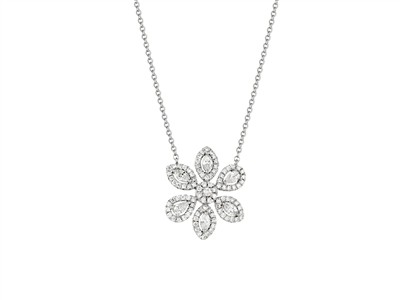 Collar Flora 6 P{talos 16 Mm, Diamantes 0,48 Ct, 42+3 Cm, Oro Blanco 18 Kt - Imagen Estandar - 1