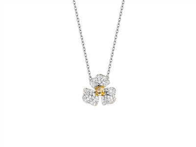Collar Trillium 12 Mm, Diamantes 0,24 Ct, Diamante Amarillo Tamaño Cojn 0,19 Ct, 4245 Cm, Oro Blanco 18