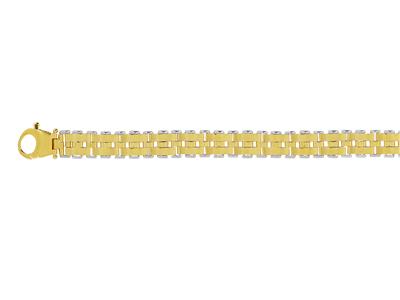 Pulsera De Hombre Con Malla Y Placas Alternadas 10 Mm, 21 Cm, Oro Amarillo 18k - Imagen Estandar - 2