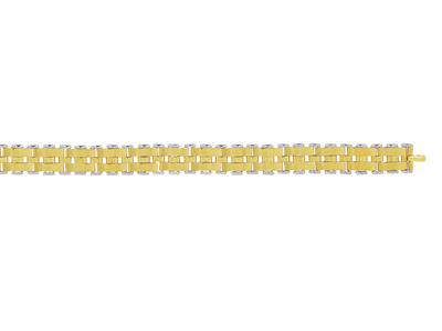 Pulsera De Hombre Con Malla Y Placas Alternadas 10 Mm, 21 Cm, Oro Amarillo 18k - Imagen Estandar - 3