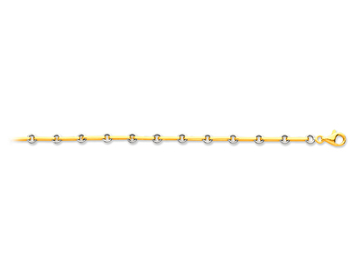 Pulsera De Malla Cuadrada Forzada Con Anillos Alternos 4,5 mm, 18,5 cm, Oro Bicolor De 18k - Imagen Estandar - 1