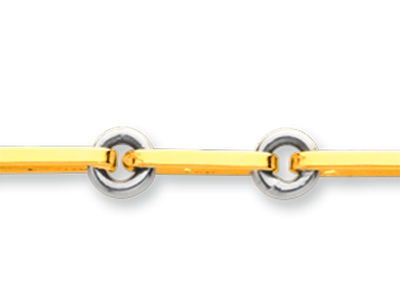 Pulsera De Malla Cuadrada Forzada Con Anillos Alternos 4,5 mm, 18,5 cm, Oro Bicolor De 18k - Imagen Estandar - 2