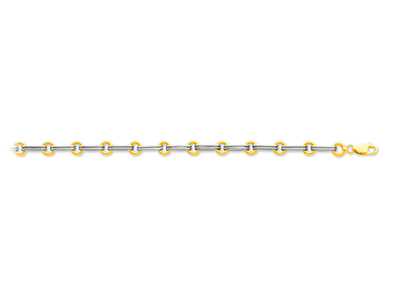 Pulsera De Malla Anillos Ovales Alternos 5,8 Mm, 19 Cm, Oro Bicolor 18k