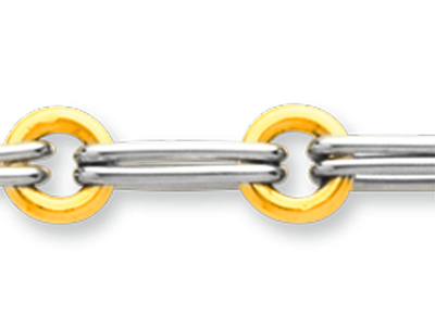 Pulsera De Malla Forzada Anillos Ovalados Alternos 5,8 mm, 19 cm, Oro Bicolor De 18 Quilates - Imagen Estandar - 2
