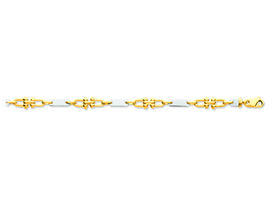 Pulsera De Hombre Con Placas Pequeñas Y Eslabones 4 mm, 21 cm, Oro Bicolor De 18k - Imagen Estandar - 1