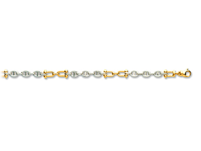 Pulsera De Hombre Con Cadena Marinaalternada Con Grilletes, 21 cm, Or O Bicolor De 18 Quilates - Imagen Estandar - 1