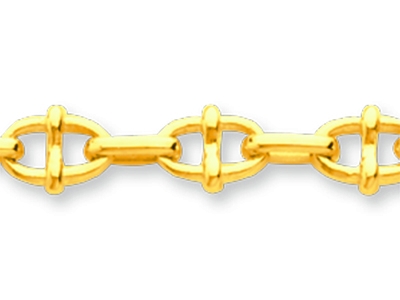 Pulsera De Malla Marina De Fantasíaalternada, 5,4 mm, 18,5 cm, Oro Am Arillo De 18 K - Imagen Estandar - 2
