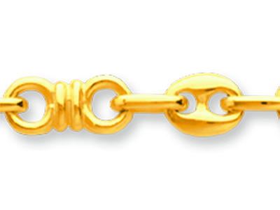 Pulsera Nudos Alternos Granos De Caf{ 4,6 mm, 18 cm, Oro Amarillo De 18 Quilates - Imagen Estandar - 2