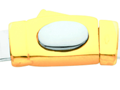 Collar Omega Diseño De Hoja De Salvia 5 MM Reversible, 45 cm, Oro Bicolor De 18k - Imagen Estandar - 3