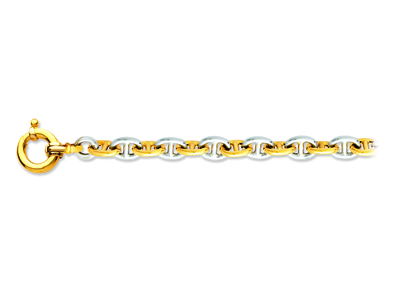 Cadena Marinera De 10 Mm, De 20 Cm,en Oro Bicolor De 18k